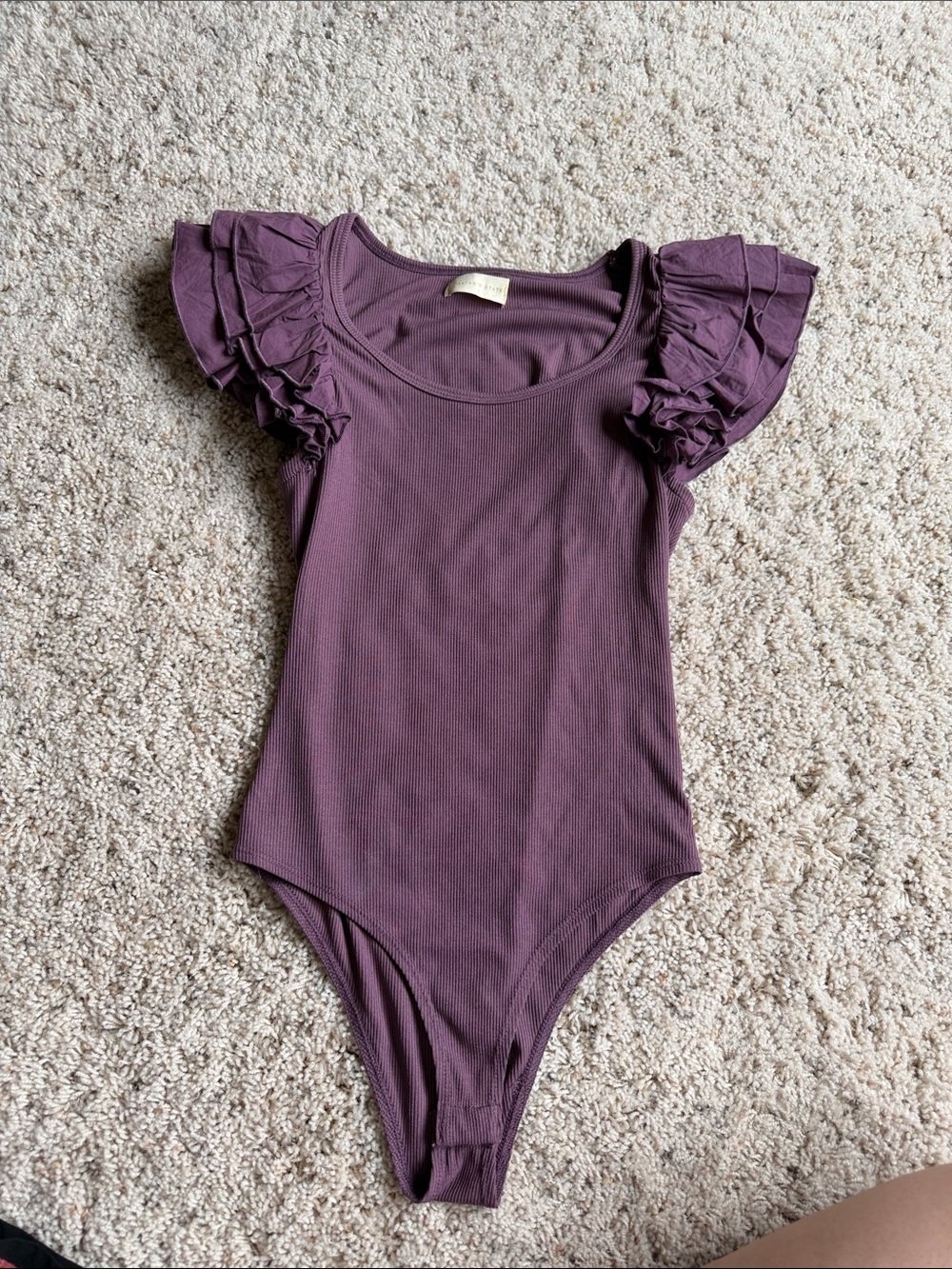 Altar'd State Purple Ruffle Sleeve Bodysuit
